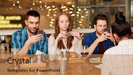  Presentation with dining restaurant - Slide set featuring food addactive - leisure technology lifestyle and people background and a coral colored foreground