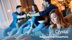  Presentation with internet addiction - Audience pleasing slide set consisting of food addactive - technology internet addiction and people backdrop and a teal colored foreground