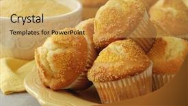  Presentation with food additives - PPT layouts enhanced with food additives - close-up of corn muffins background and a yellow colored foreground