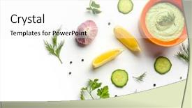  Presentation with food additives - Amazing PPT layouts having food additives - delicious yogurt sauce in bowl backdrop and a white colored foreground