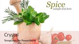 Presentation with food additives - Slides enhanced with food additives - fresh spice and vegetables isolated background and a coral colored foreground