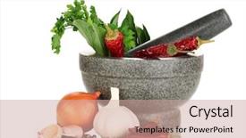  Presentation with cooking - PPT layouts having food additives - set of ingredients and spice background and a coral colored foreground