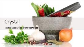  Presentation with cooking - Cool new presentation theme with food additives - set of ingredients and spice backdrop and a light gray colored foreground