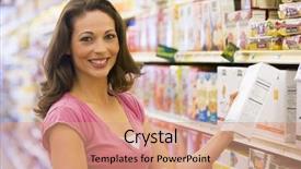 Presentation with grocery - Presentation theme consisting of food additives - woman grocery shopping in supermarket background and a coral colored foreground