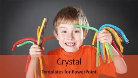  Presentation with food additives - Presentation theme consisting of food additives - young boy holding colorful licorice background and a red colored foreground