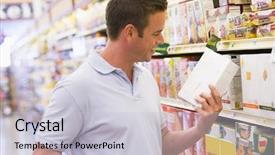  Presentation with food additives - Presentation with food additives - young man grocery shopping background and a light gray colored foreground