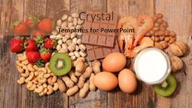  Presentation with allergy food - Cool new slide set with food-allergy-selection-on-wood backdrop and a coral colored foreground