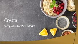  Presentation with food - PPT layouts having food-and-breakfast-concept-oatmeal background and a gray colored foreground