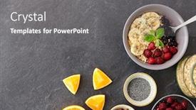  Presentation with food - Colorful slides enhanced with food-and-breakfast-concept-oatmeal backdrop and a gray colored foreground