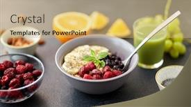  Presentation with food banana - Audience pleasing presentation theme consisting of food-and-breakfast-concept-oatmeal backdrop and a yellow colored foreground