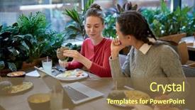  Presentation with fast food - Audience pleasing presentation theme consisting of food and discussing home assignment backdrop and a tawny brown colored foreground