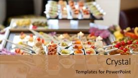  Presentation with luxury - Beautiful theme featuring food and drinks on wedding backdrop and a coral colored foreground