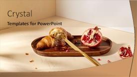 Presentation with pomegranate - Cool new theme with food-and-eating-concept-croissant backdrop and a coral colored foreground