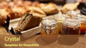  Presentation with grocery store - Presentation design featuring food and sale concept - craft background and a tawny brown colored foreground