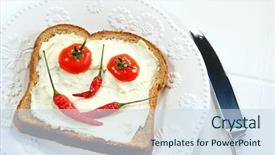  Presentation with sandwich - Beautiful presentation design featuring food arranged into a smiley face on sandwich backdrop and a sky blue colored foreground