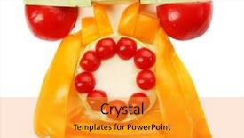  Presentation with children and healthy eating - Presentation theme having food art - healthy eating retro phone made background and a gold colored foreground