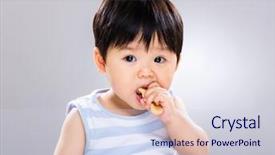  Presentation with cookie run - Presentation theme with cute little boy eating cookie background and a sky blue colored foreground