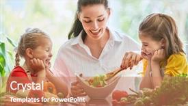  Presentation with healthy food process - Audience pleasing slide deck consisting of food at home happy family backdrop and a coral colored foreground