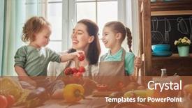  Presentation with healthy food - Beautiful PPT layouts featuring food at home happy family backdrop and a tawny brown colored foreground