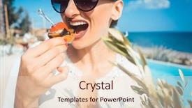  Presentation with catering - PPT theme having food at the pool catering background and a lemonade colored foreground