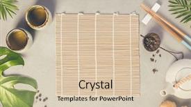  Presentation with asian chopsticks - PPT theme enhanced with food background - tea and chopsticks background and a lemonade colored foreground