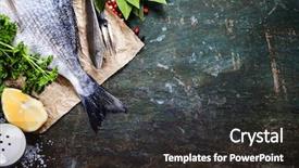  Presentation with food fish - Colorful slide set enhanced with food background with fish backdrop and a dark gray colored foreground