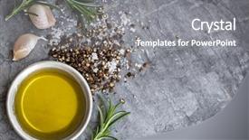  Presentation with garlic - PPT layouts enhanced with food background with olive oil background and a gray colored foreground
