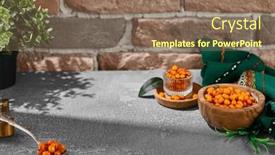  Presentation with element - Slide deck having food-background-with-sea-buckthorn background and a coral colored foreground