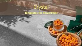  Presentation with element - PPT theme with food-background-with-sea-buckthorn background and a violet colored foreground