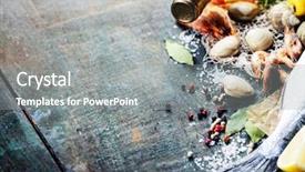  Presentation with copy space - Presentation design consisting of food background with seafood background and a gray colored foreground