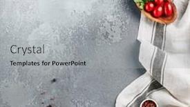  Presentation with food and ingredients toxic - Presentation design enhanced with food-background-with-textile background and a light gray colored foreground