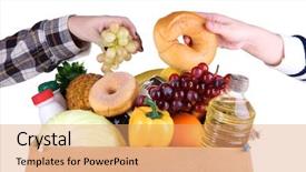  Presentation with box - Theme consisting of donate food - people make out products background and a coral colored foreground