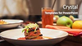  Presentation with healthy food - Amazing slide deck having food baked vegetables in layer backdrop and a tawny brown colored foreground