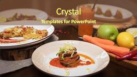  Presentation with healthy food college - PPT theme consisting of food baked vegetables in layer background and a tawny brown colored foreground