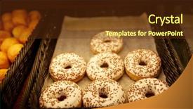  Presentation with grocery - Slide deck having food baking and sale concept - close up of donuts at bakery or grocery store background and a tawny brown colored foreground