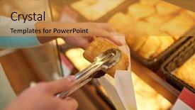  Presentation with grocery bag - PPT layouts featuring food baking and sale concept background and a gold colored foreground