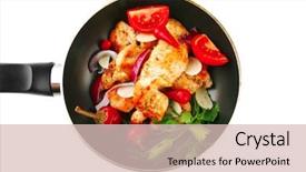  Presentation with food chicken - Amazing PPT theme having food balance - chicken with tomatoes and hot backdrop and a  colored foreground