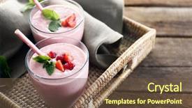  Presentation with yogurt - Beautiful theme featuring food balance - fresh strawberry yogurt on wicker backdrop and a tawny brown colored foreground