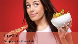  Presentation with pizza - Beautiful slide set featuring food balance - portrait of young woman choosing backdrop and a red colored foreground
