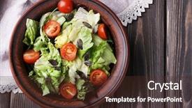  Presentation with tomatoes mechanism - Theme with food balance - salad with arugula and cherry background and a  colored foreground