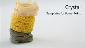  Presentation with pasta - Audience pleasing PPT layouts consisting of food balance - stack of tagliatelle and capellini backdrop and a white colored foreground