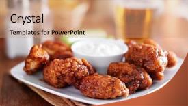 Presentation with bbq chicken - Beautiful slides featuring food bar - boneless buffalo bbq chicken wngs backdrop and a coral colored foreground