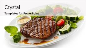  Presentation with hydroponics vegetables hydroponic vegetable - Audience pleasing theme consisting of food beef - grilled steaks and vegetables backdrop and a white colored foreground