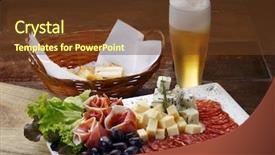  Presentation with mount of olives - Colorful PPT layouts enhanced with food beer - salad of parma ham olives backdrop and a tawny brown colored foreground
