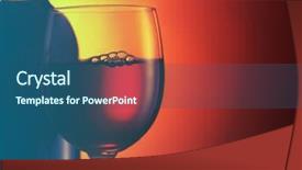  Presentation with dark green and red - Beautiful theme featuring food beverage - bottle and glass of red backdrop and a ocean colored foreground