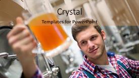  Presentation with factory protest - Audience pleasing theme consisting of food beverage - brewer testing beer at brewery backdrop and a yellow colored foreground