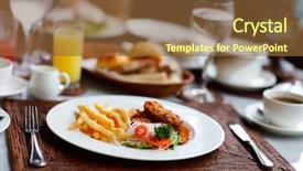  Presentation with beverage - Slide deck enhanced with food beverage - delicious breakfast or lunch background and a tawny brown colored foreground