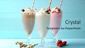  Presentation with beverage - PPT layouts having food beverage - delicious milkshakes on blue wooden background and a light blue colored foreground