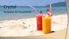  Presentation with beverage - Theme featuring food beverage - pair of fruit shakes background and a light blue colored foreground