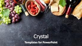  Presentation with red wine cheese - Presentation design featuring food beverage - red and white wine bottles background and a dark gray colored foreground